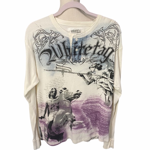 white tag premium denim Other - Men’s White Tag Premium Denim Long Sleeve Graphic Print Shirt. Size Large